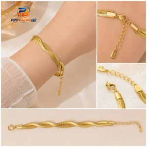 Double Strand Wrap Woven Blade Chain Bracelet (2)