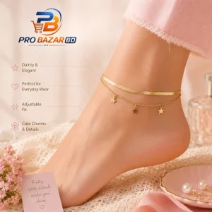 Gold Plated Premium Star Snake Chain Anklet (4)